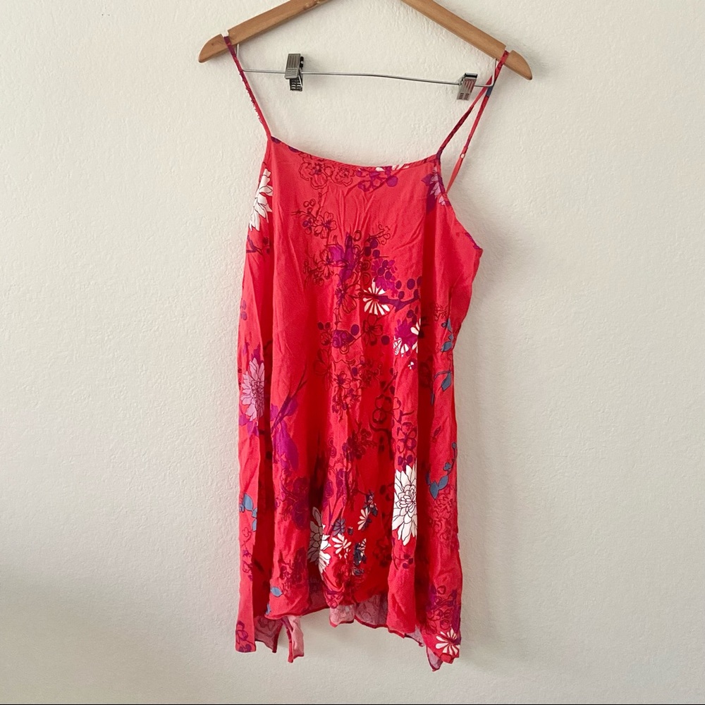 Josie Natori Red Floral Slip Dress Sz S